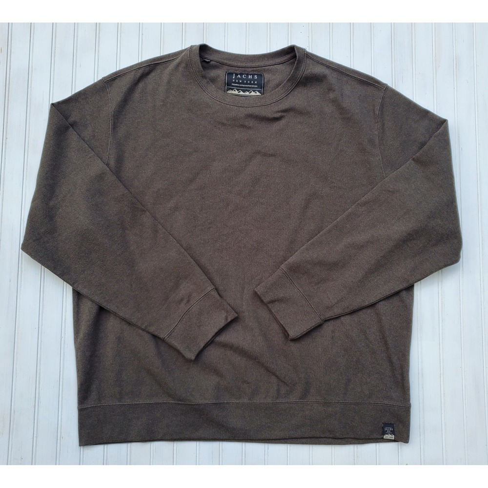 Jachs NY Mens XXL Brown Ribbed Crewneck Sweatshirt Outdoor Super Soft Stretch